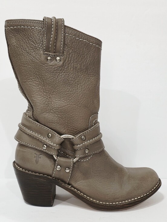 Frye Shoes - Frye 77376 GRAY Leather Boot Riding Moto Harness 12R Biker Ride Women 6.5 M Used